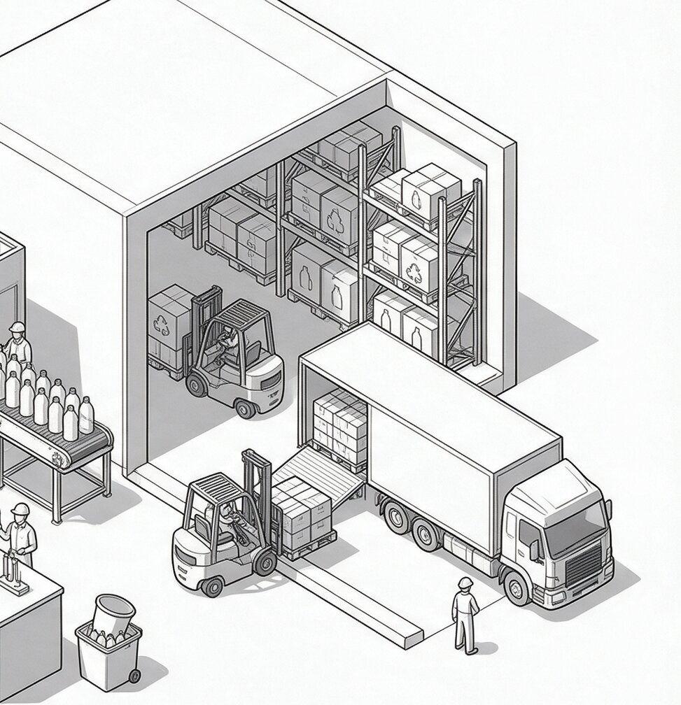 Depo, forklift ve tır